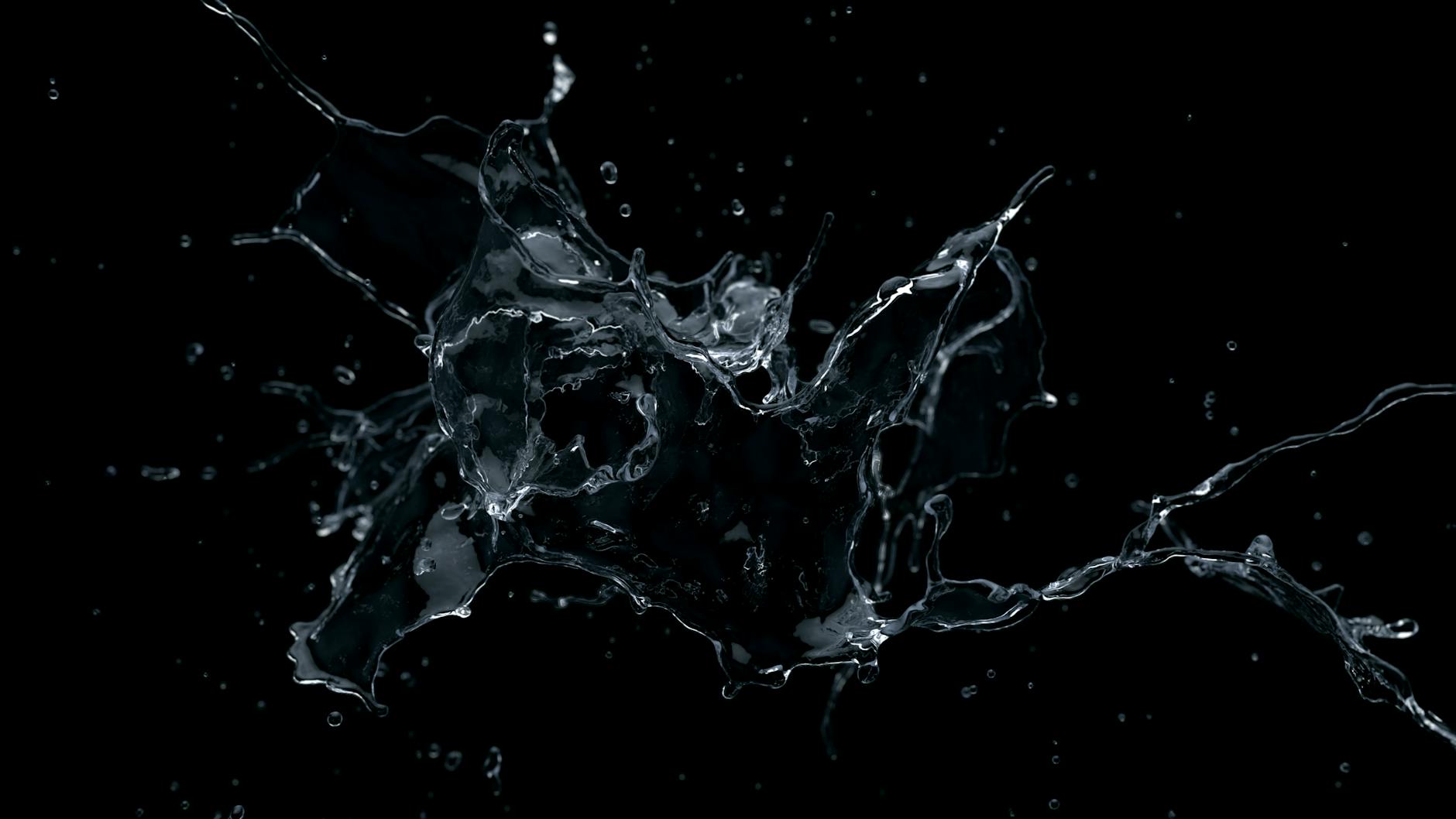 close up shot of water splash on black background
