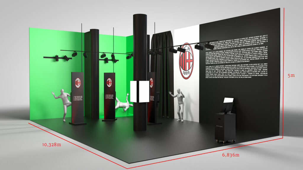 3d preview of a photobooth activation for AC Milan