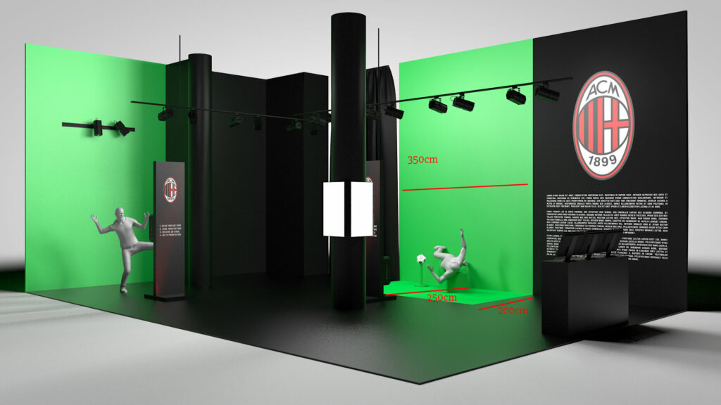 3d preview of a photobooth activation for AC Milan